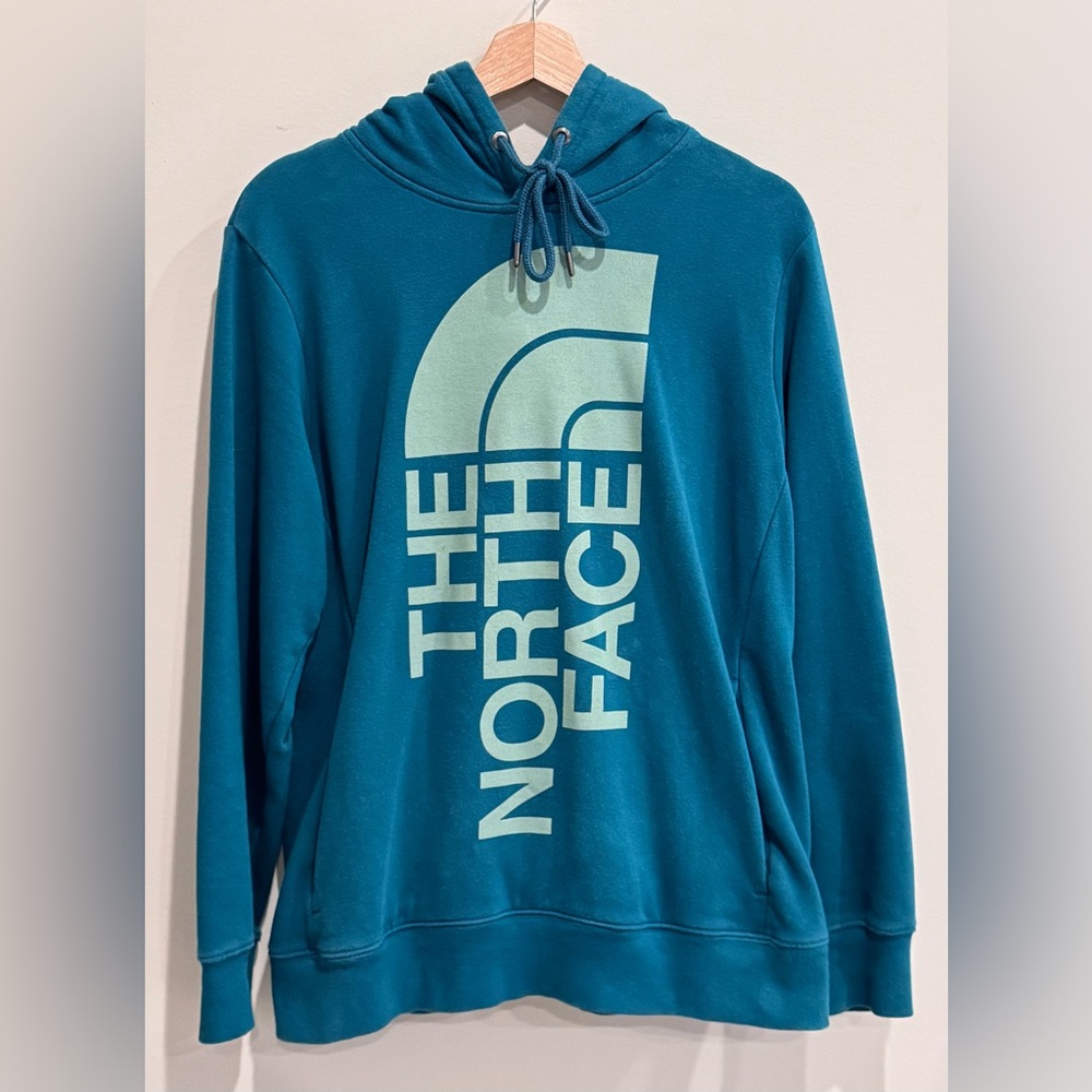 The North Face Logo Pullover Hoodie in Teal Size L